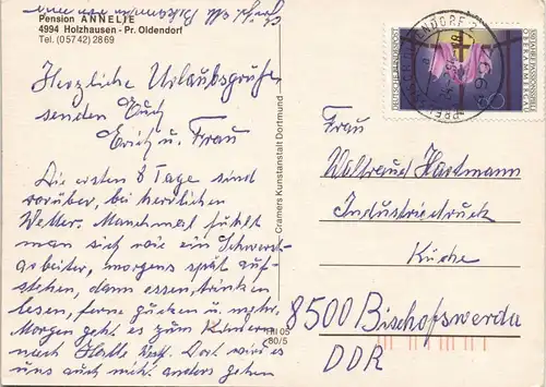 Bad Holzhausen-Preußisch Oldendorf Mehrbildkarte Pension Annelie am Wiehengebirge 1994
