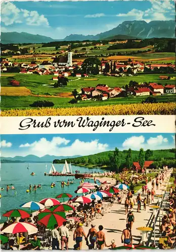 Ansichtskarte Waging am See Wagingersee Panorama (wärmster See Bayerns) 1970