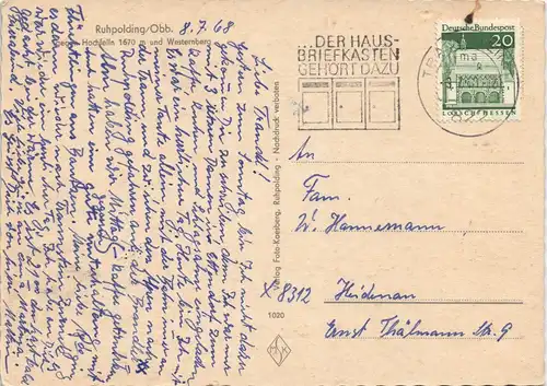 Ansichtskarte Ruhpolding Blick auf den Ort 1968