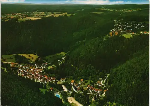 Bad Teinach-Zavelstein Panorama-Ansicht, Luftaufnahme, Schwarzwald 1985