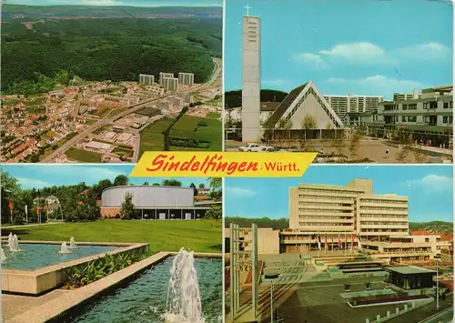 Sindelfingen Mehrbild-AK mit Luftaufnahme, Kirche, Gebäuden 1980