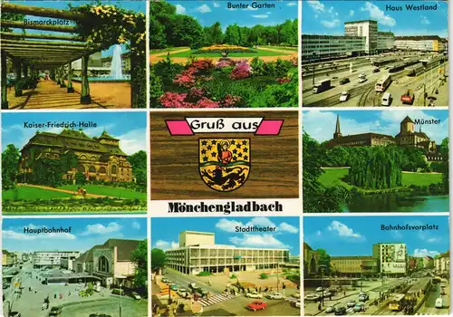 Mönchengladbach Mehrbild-AK  Stadtteilansichten, Hauptbahnhof Westland   1975