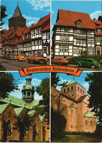 Hildesheim Mehrbild-AK Gebäude & Straßen, sowie div. Autos 1980