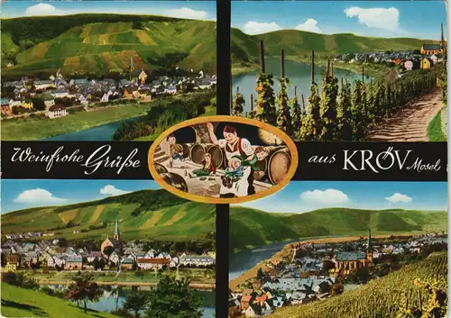 Kröv (Mosel) Mehrbild-AK Ort bekannt durch Wein Kröver Nacktarsch 1970