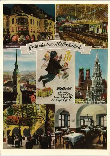 München Hofbräuhaus und ander Münchner Ansichten, Mehrbild-AK 1967