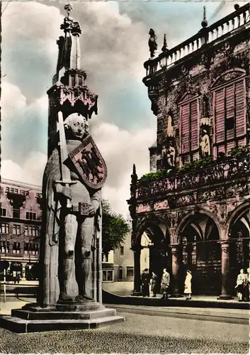 Ansichtskarte Bremen Roland mit Rathaus 1965