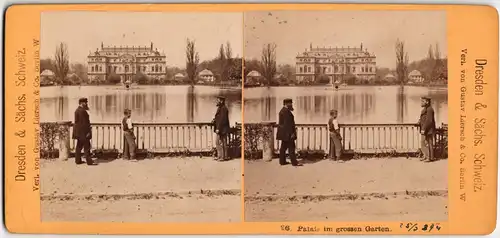 Dresden Palais Großen Garten, Mann Junge Kabinettfoto   1886 3D/Stereoskopie