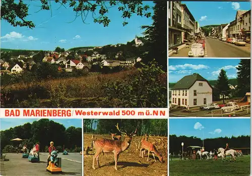 Ansichtskarte Bad Marienberg (Westerwald) Spielwelt, Straße, VW Käfer 1987