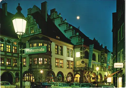 Ansichtskarte München Hofbräuhaus bei Nacht, Mercedes Benz 1977