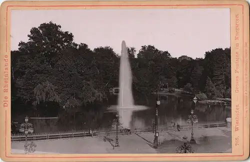 Wiesbaden Kurgarten - Große Fontaine - CDV Kabinettfoto 1891 Kabinettfoto