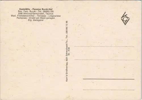 Gemünden (Taunus)-Weilrod Gaststätte Pension Burck-Hof Bes. Fam. Burck  1970