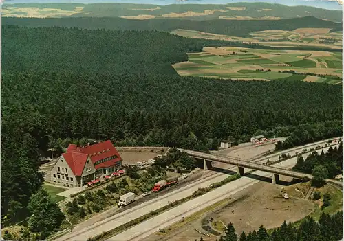 Ansichtskarte Bad Hersfeld Autobahn-Rasthaus Rimberg vom Flugzeug aus 1961