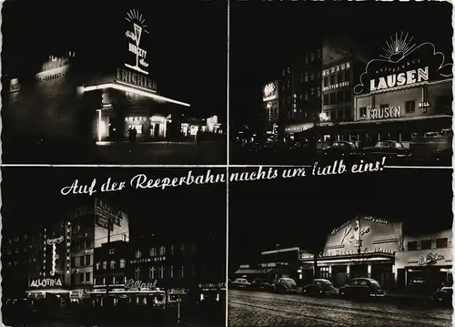 St. Pauli-Hamburg Reeperbahn, 4 Bild bei Nacht Leuchtreklame 1956