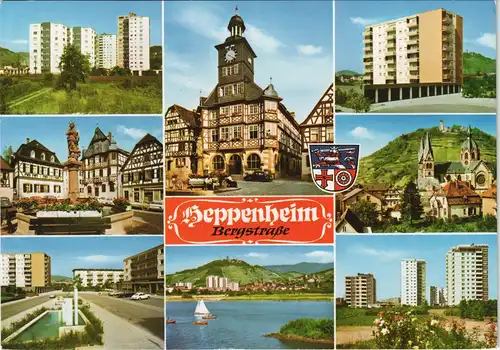 Heppenheim an der Bergstraße Mehrbildkarte mit 8 Ortsansichten, Bergstraße 1975