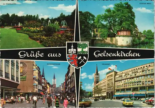 Ansichtskarte Gelsenkirchen Mehrbild-AK 4 Fotos mit Stadtteilansichten 1966