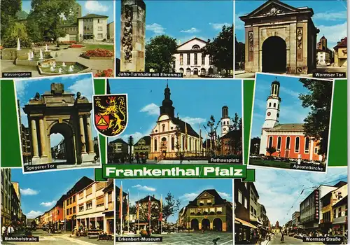 Frankenthal (Pfalz) Mehrbild-AK Jahn-Turnhalle mit Ehrenmal   Speyerer Tor 1970