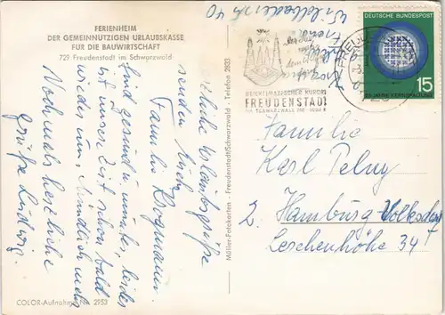 Freudenstadt FERIENHEIM DER GEMEINNUTZIGEN URLAUBSKASSE  BAUWIRTSCHAFT 1970