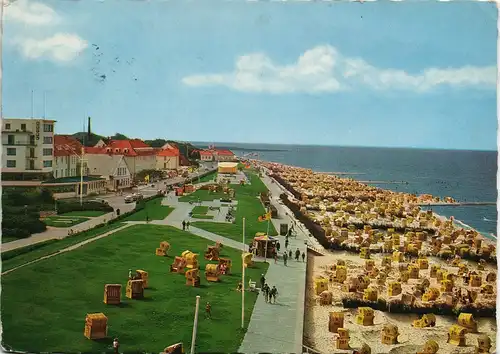 Ansichtskarte Duhnen-Cuxhaven Strand Promenade und Hotel-Front 1969