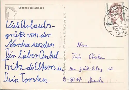 Butjadingen Mehrbild-AK mit Rufwarden, Tossens, Mühle, Eckwarderhörne uvm. 1980