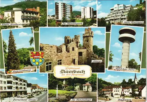 Auerbach Bergstraße Bensheim Ortsansichten Mehrbildkarte Strasse Klinik 1970
