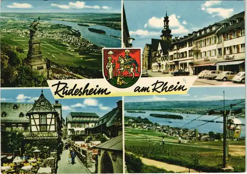 Ansichtskarte Rüdesheim (Rhein) Mehrbildkarte mit 4 Ortsansichten 1965