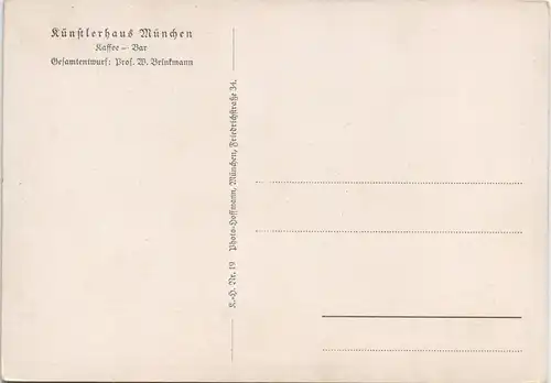 München Künstlerhaus Kaffee - Bar nach Entwurf Prof. W. Brinkmann 1940