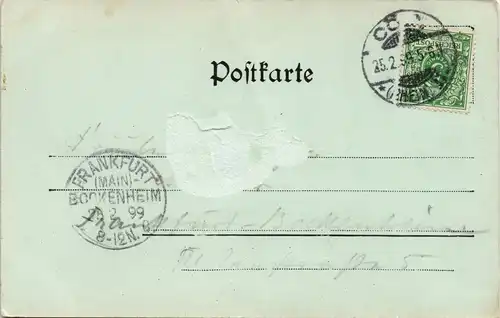 Ansichtskarte Köln Hauptpost bei Mondschein 1899