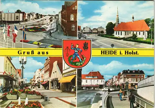 Ansichtskarte Heide (Holstein) Mehrbildkarte mit 4 Ortsansichten 1983