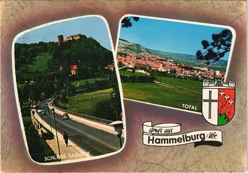 Hammelburg Mehrbildkarte mit 2 Panorama-Ansichten ua. Schloss Saaleck 1979