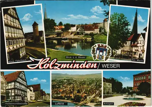 Holzminden Mehrbildkarte mit Luftbild, Markt, Altes Fährhaus uvm. 1975/1974