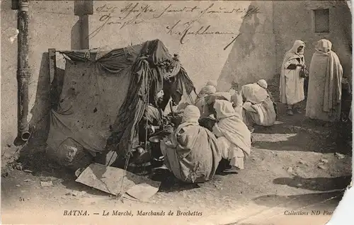 Postcard Batna باتنة Le Marché, Marchands de Brochettes 1905