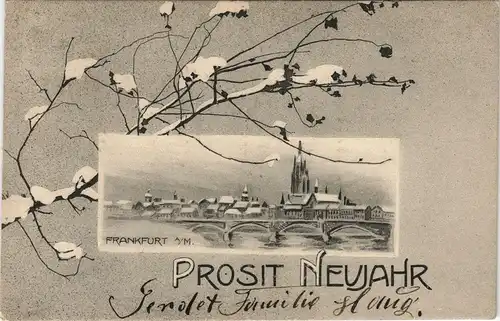 Frankfurt am Main Neujahr/Sylvester - Winterzweige - Stadt 1908 Passepartout