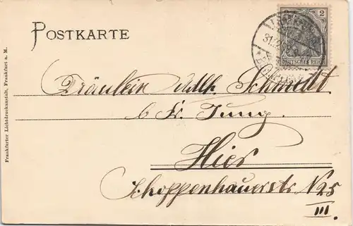 Frankfurt am Main Neujahr/Sylvester - Winterzweige - Stadt 1908 Passepartout