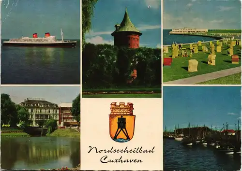 Cuxhaven MB ua. mit TS. „Hanseatic", Wasserturm, Grünstrand Grimmershörn 1960