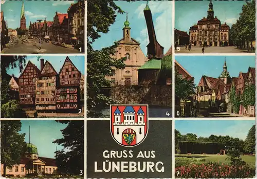 Ansichtskarte Lüneburg Mehrbildkarte mit 7 Stadt-Ansichten 1968