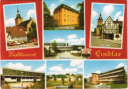 Lindlar Mehrbildkarte mit Schulzentrum, Sportzentrum, Krankenhaus uvm. 1980