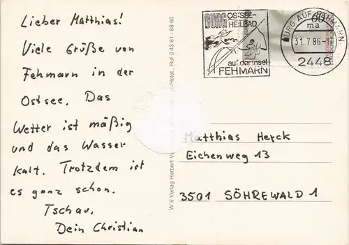 Ansichtskarte Fehmarn (Insel) Landkarte der Insel, Island-Map 1986