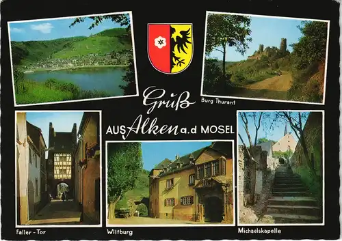 Alken (Untermosel) Mehrbild-AK mit Burg Thurant, Wiltburg, Faller-Tor uvm. 1976