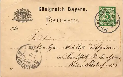 Künstlerkarte handgefertigt Geiger  sig. H. Ness gel. auf Ganzache Bayern 1898