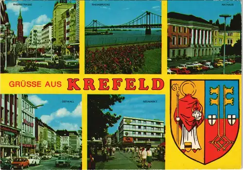 Ansichtskarte Krefeld Crefeld Rathaus, Rheinstraße, Neumarkt, Ostwall 1981