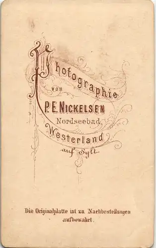 Sylt schöne Frau,Tracht Porträt - CDV Nickelsen Westerland 1886 Kabinettfoto