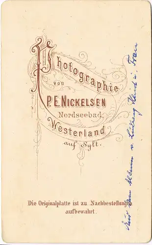 Sylt Junge Frauen in Tracht, Photo Nickelsen Westerland CDV 1886 Kabinettfoto