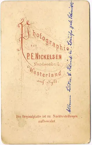 Sylt Schöne Frau in Sylter Tracht, Nickelsen Westerland CDV 1886 Kabinettfoto