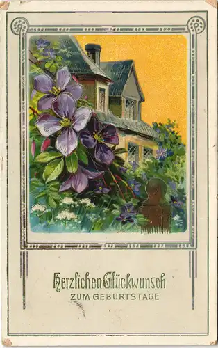 Glückwunsch Grußkarte Geburtstag 1912   mit Stempel GRIESHEIM gel Frankfurt