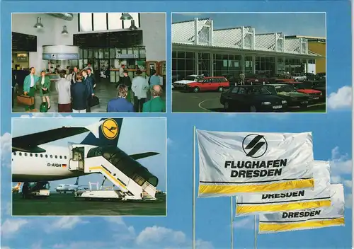 Klotzsche-Dresden Flughafen Mehrbild-AK Innen & Außen-Ansichten 2000