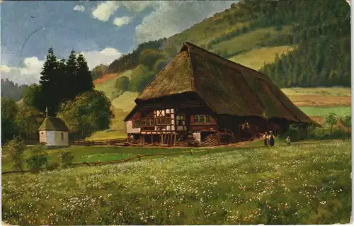 .Baden-Württemberg Schwarzwaldhaus (ohne Ortsangaben) mit Kapellchen 1912