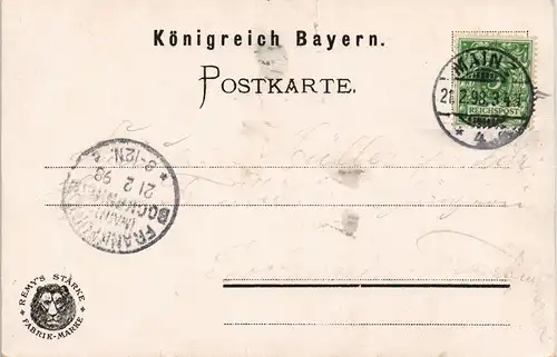 Litho AK  Ettal Schloss Linderhof  Reklame-AK Remy`s Stärke Fabrik 1898