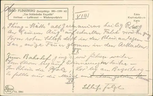 Postcard Bad Flinsberg Świeradów-Zdrój Blick auf die Stadt 1930