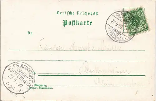 Litho AK Falkenstein Königstein (Taunus) 3B Gruss aus Kurhaus Ruine Totale 1897