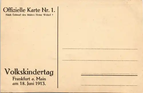 Ansichtskarte Frankfurt am Main Künstlerkarte Volkskindertag 18. Juni 1913